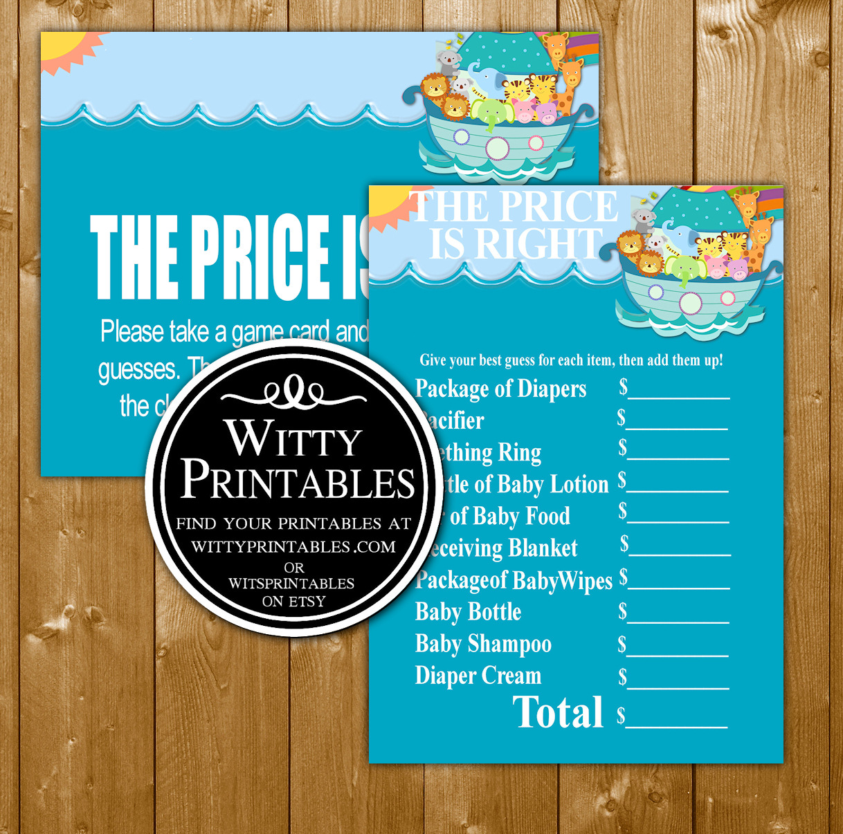 Price Is Right Baby Shower Game Noah S Ark In Blue For A Boy