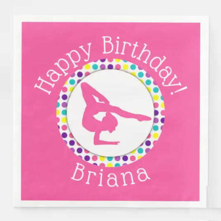 gymnastics party napkin printed personalized