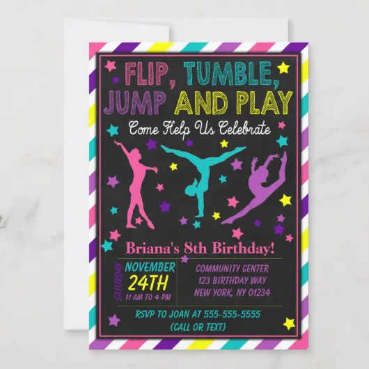 Gymnastics Party Invitation Printable Digital Download Girl Birthday ...