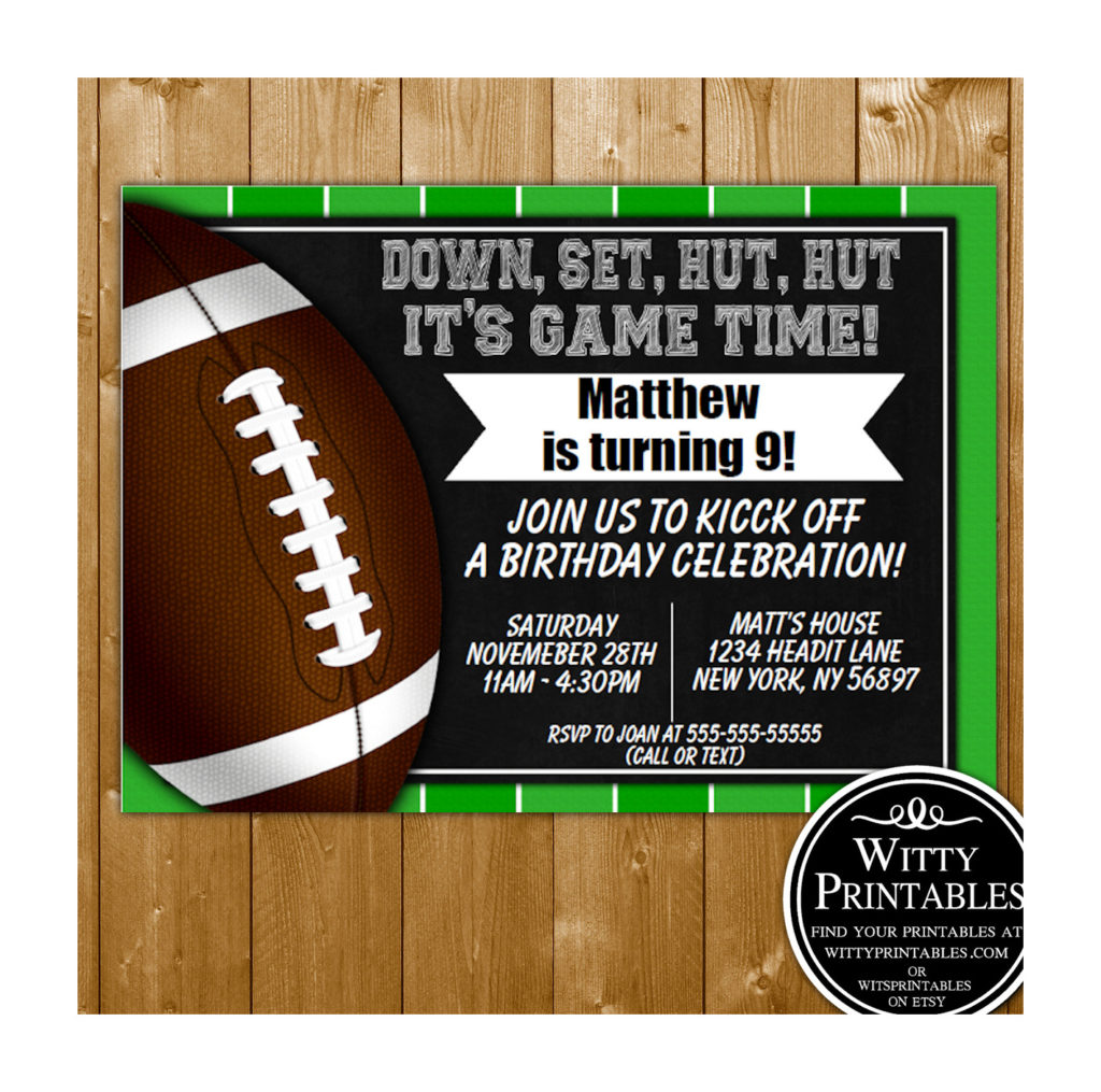 Football Party Invitation Printable Digital Download Birthday Party