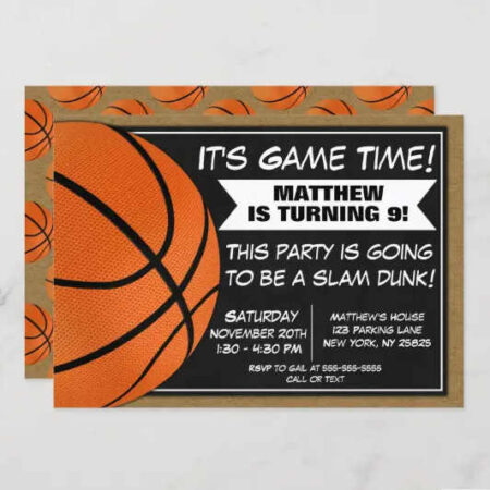 basketball party team kids invitation