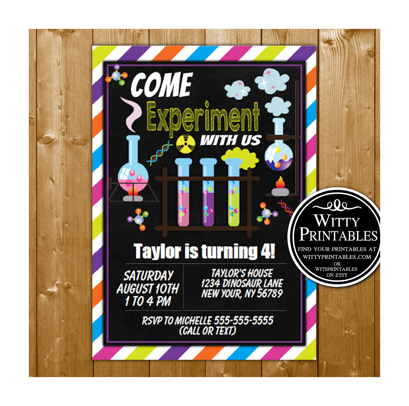 Science Fun Party Invitation Printable Digital Download Birthday Party 