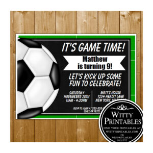 Soccer Party Invitation Printable Digital Download Birthday Party Invite