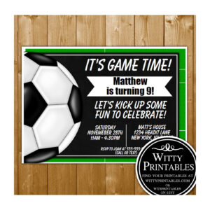 soccer birthday party invitation editable