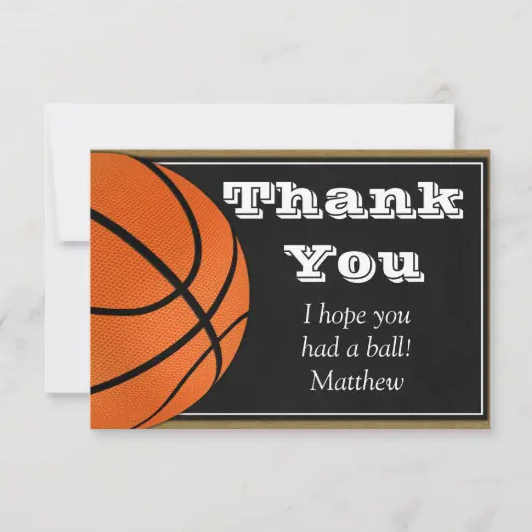 Basketball Thank You Card for a Birthday Party or Team Event