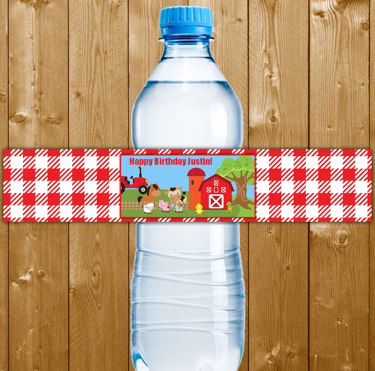 farm fun party water bottle label printable digital download birthday