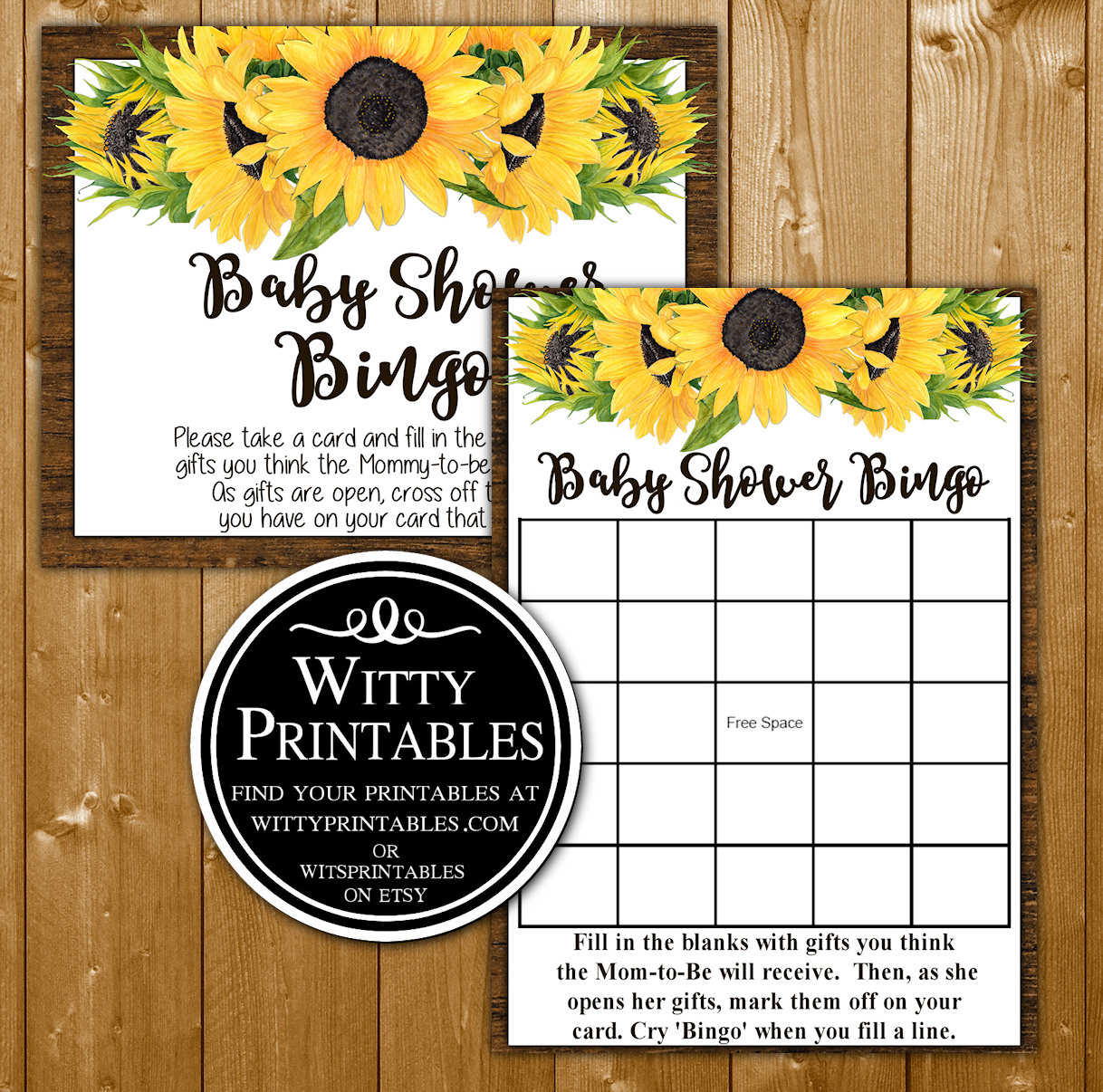 Bingo Baby Shower Game Sunflowers Theme Wittyprintables