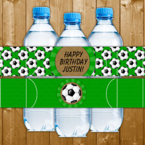 Soccer Party Water Bottle Label Printable Digital Download Birthday Party Water Bottle Wrapper