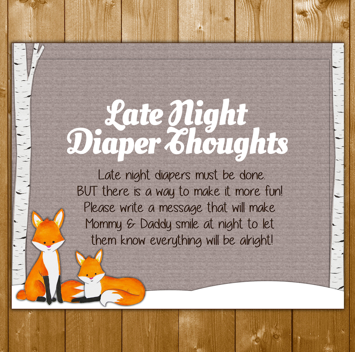 Late Night Diaper Thoughts Baby Shower Game Safari Theme