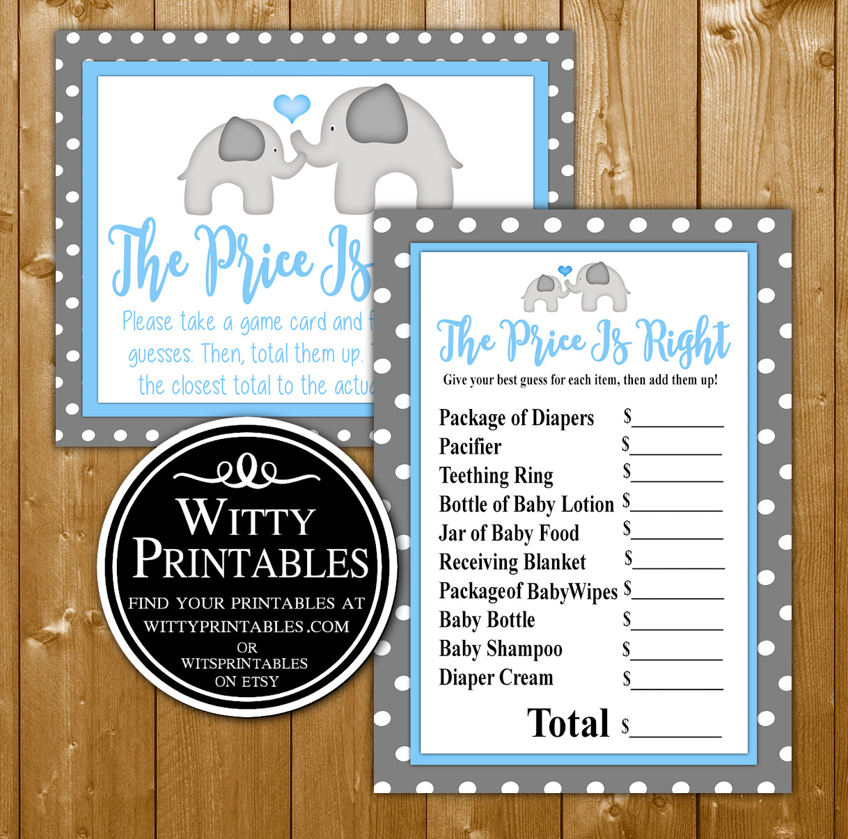 Price Is Right Baby Shower Game Blue Elephant Theme For A Girl Baby