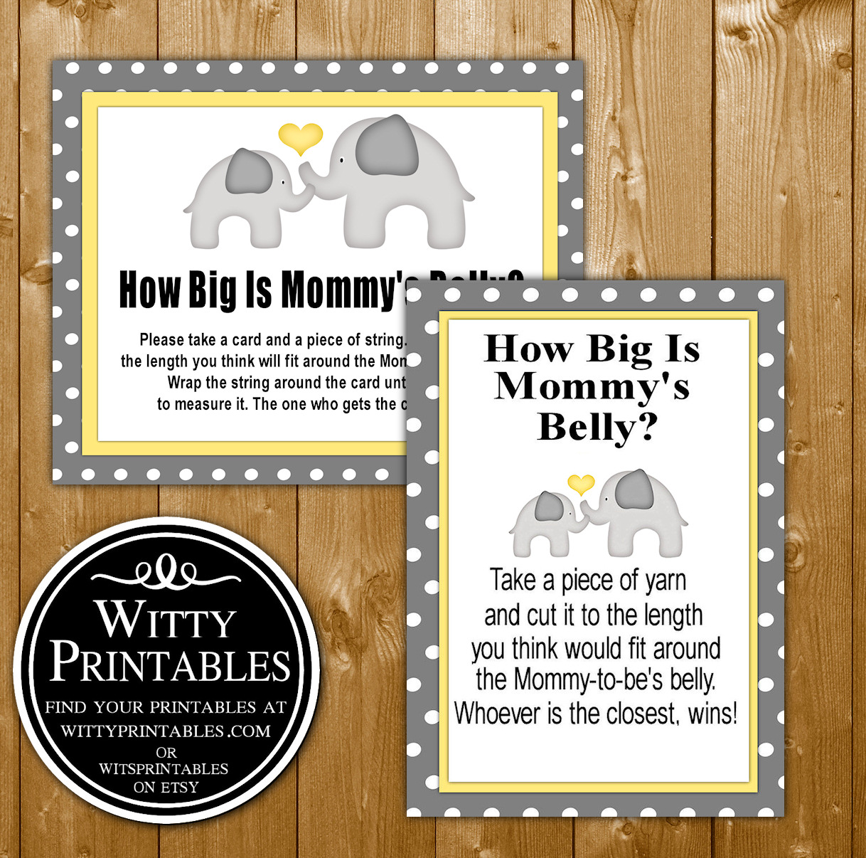 How Big Is Mommy S Belly Baby Shower Game Printable Yellow Elephant