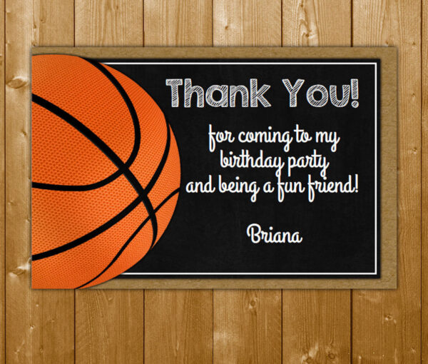 Basketball Thank You Card for a Birthday Party or Team Event ...