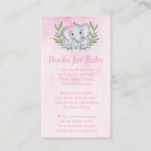 books for baby card pink elephant girl baby shower