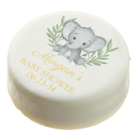 yellow elephant neutral baby shower chocolate dipped oreo