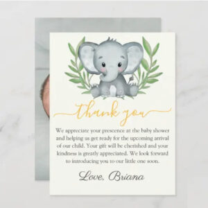 photo thank you card baby shower yellow elephant