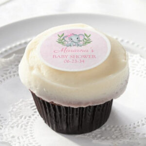 baby shower cupcakes frosting rounds pink elephant