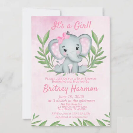 Elephant in Pink & Gray Baby Shower Printables