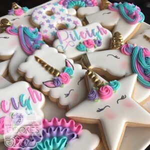 unicorn party food ideas, shapoed cookies