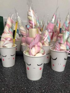 unicorn party food ideas, candy filled bag