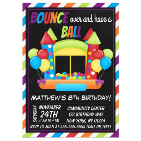 ball pit invitation on chalkboard colorful birthday