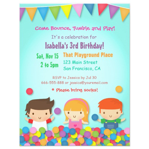 Ball Pit Party Invitation Custom Birthday Party Invite Colorful