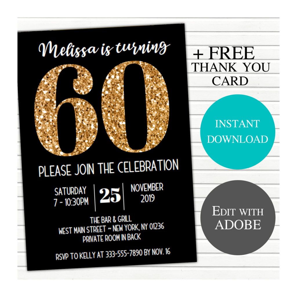 60th birthday party invitation | WittyPrintables