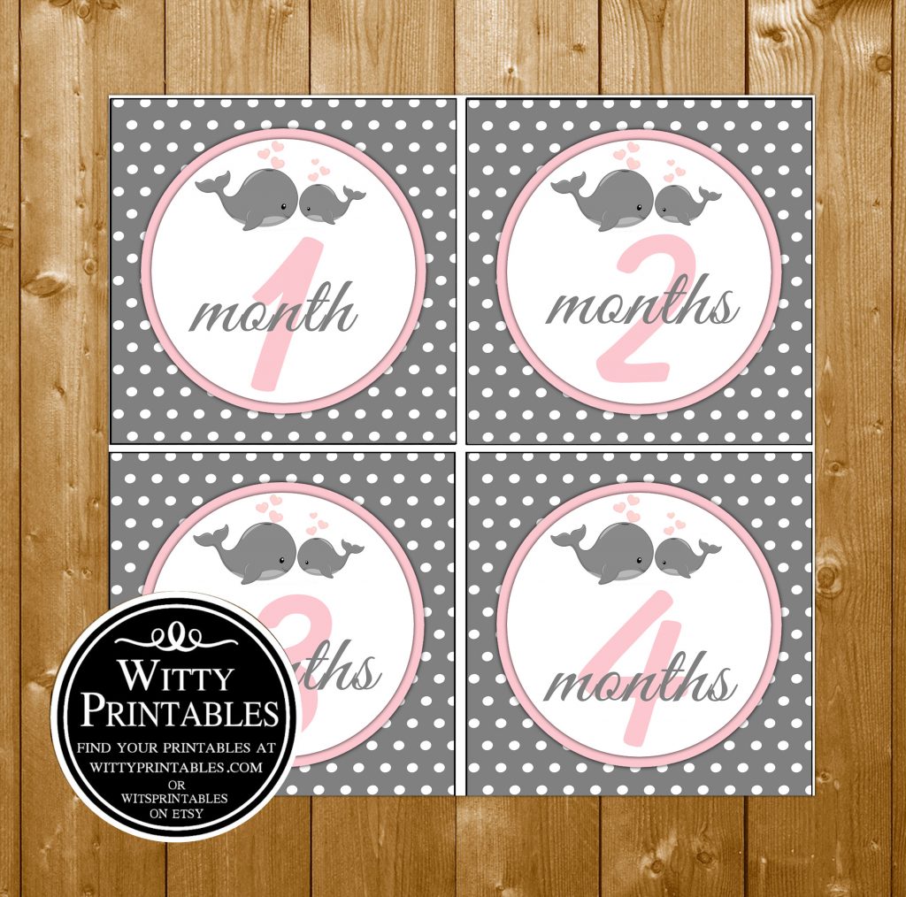 free monthly milestone stickers pink whales