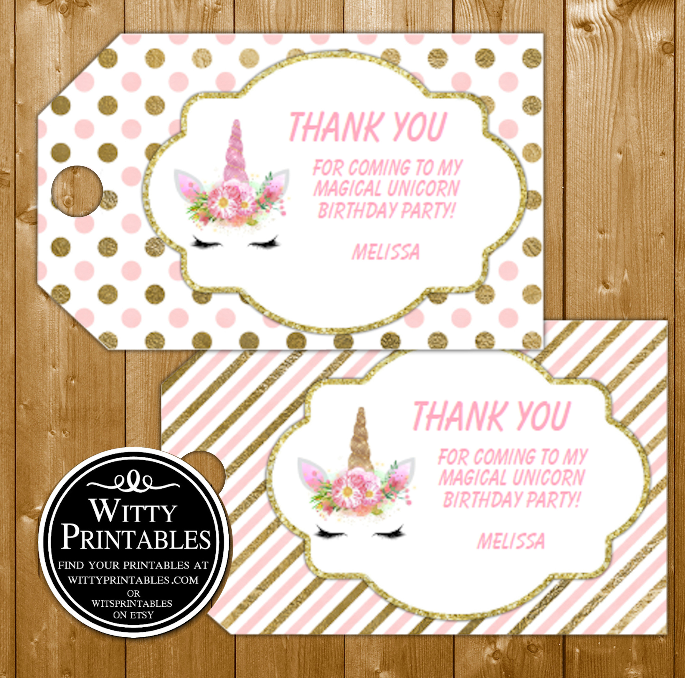 Unicorn Party Favor Tags Printable Digital Download Girl Birthday Party