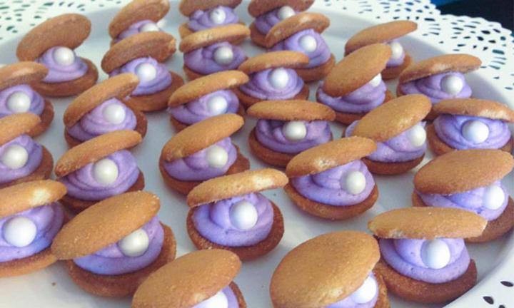 clam shell cookies mermaid party food