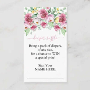 pink floral diaper raffle card