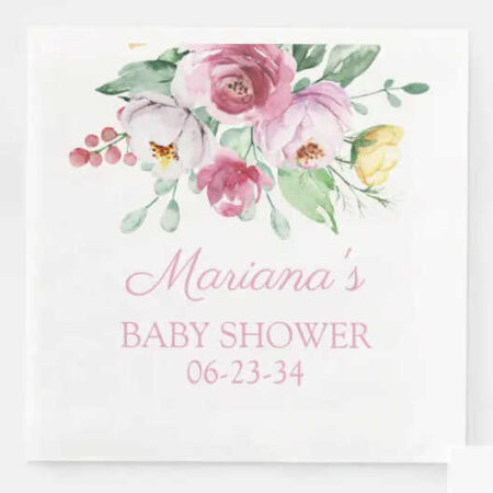 baby shower floral pink napkins