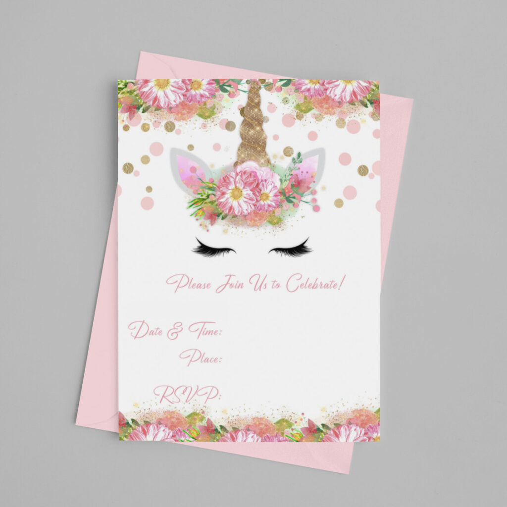 unicorn birthday party invitation freebie