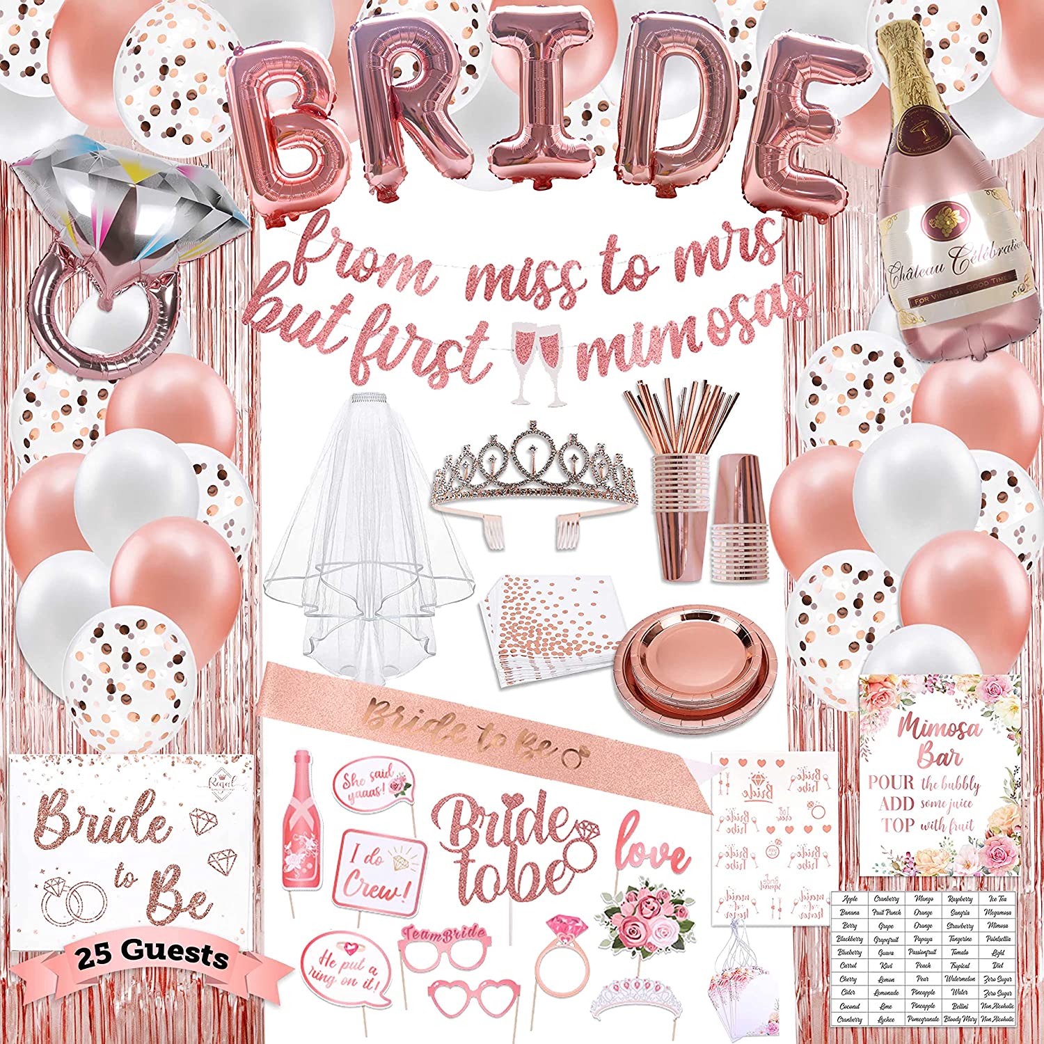 Rose Gold Bridal Shower Party Supplies WittyPrintables