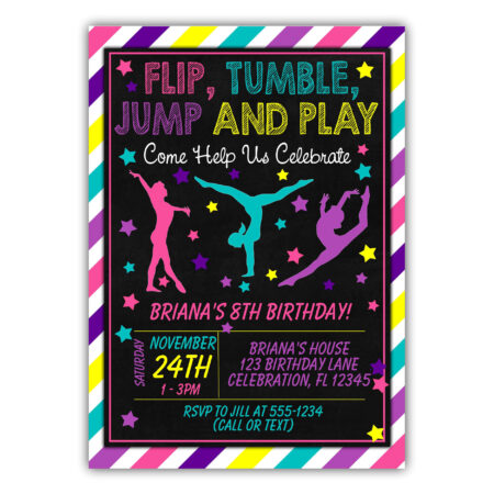 gymnastics birthday invitation digital download