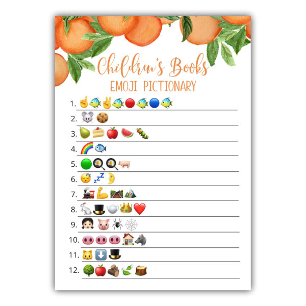 Little Cutie Baby Shower Game Children’s Book Emoji Pictionary