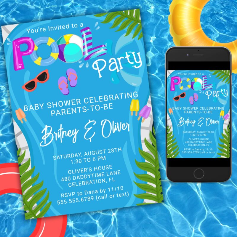 summer baby shower pool party