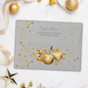 gray christmas gold wedding envelope