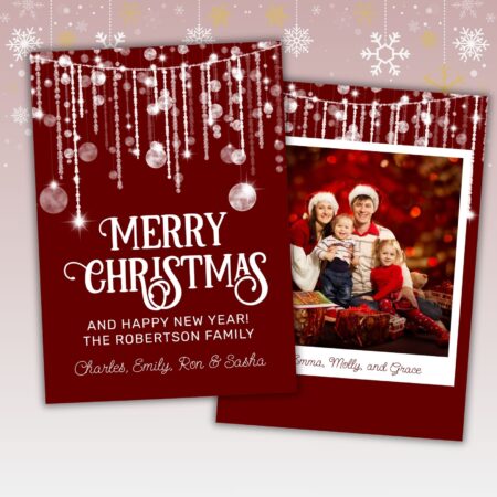 photo christmas card, red