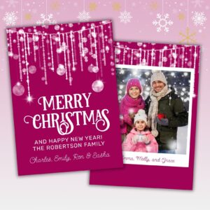 photo christmas card,pink