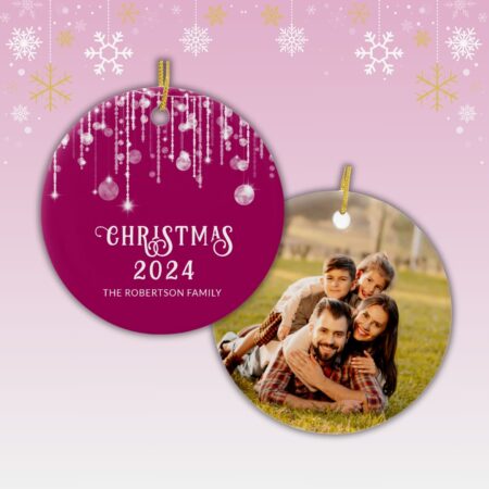 photo christmas ornament,magenta pink