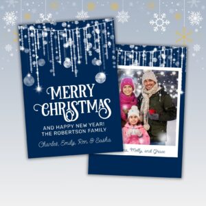 photo christmas card navy blue