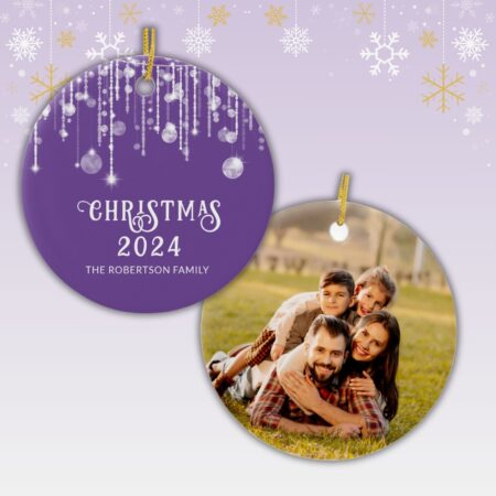 photo christmas ornament, purple