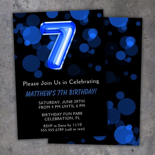 7th birthday party invitation,