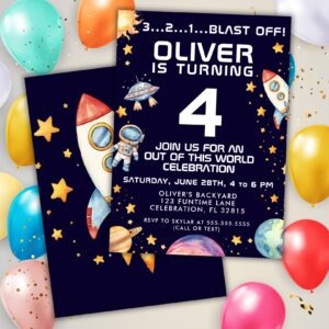 Space Rocket Ship Birthday Party Invitation