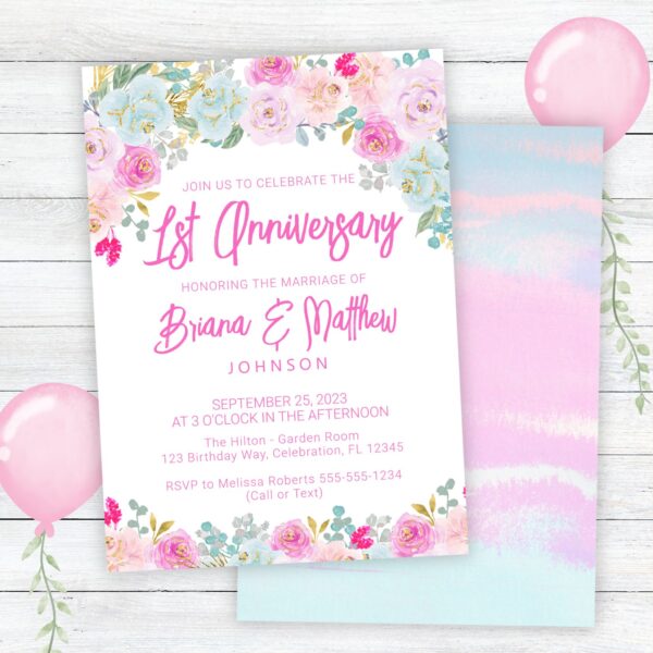 1st wedding anniversary invitation