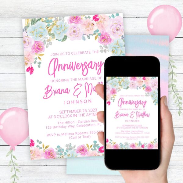 wedding anniversary invitation digital