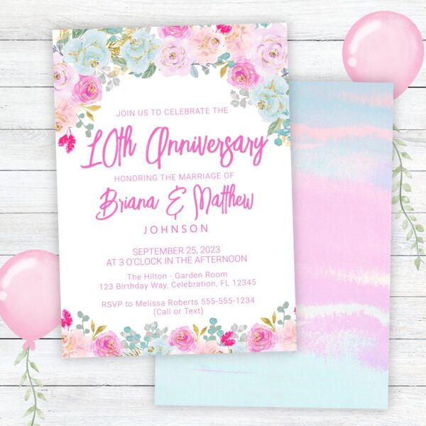 10th wedding anniversary invitation