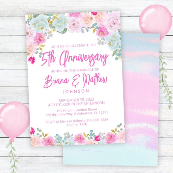 5th wedding anniversary invitation