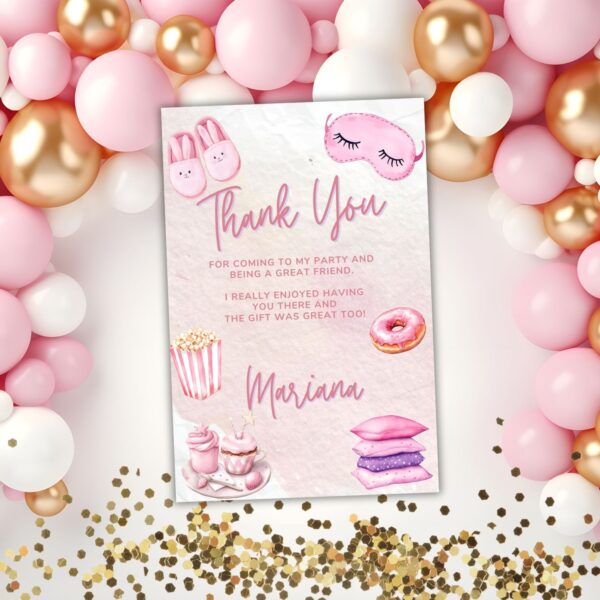 Pink Pajama Party Invitation Sleep Over Birthday Party Invite - Image 2