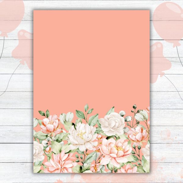 Modern Peach Floral Birthday Party Invitation Free Thank You Card - Image 3